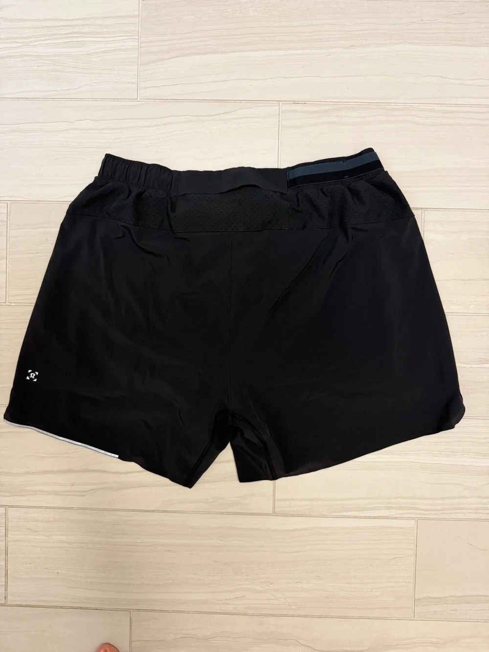 Lululemon x Peloton Men's Surge Running Shorts Black Purple Logo 5